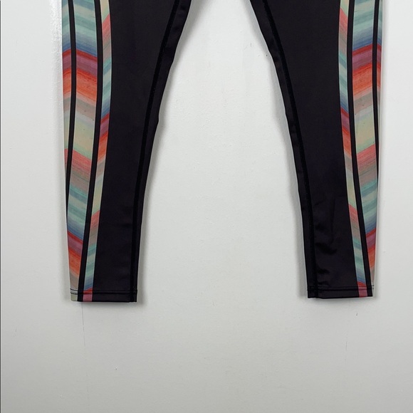 Free People Movement Black Yoga Leggings with Multicolor Stripes Women's M - Picture 2 of 8